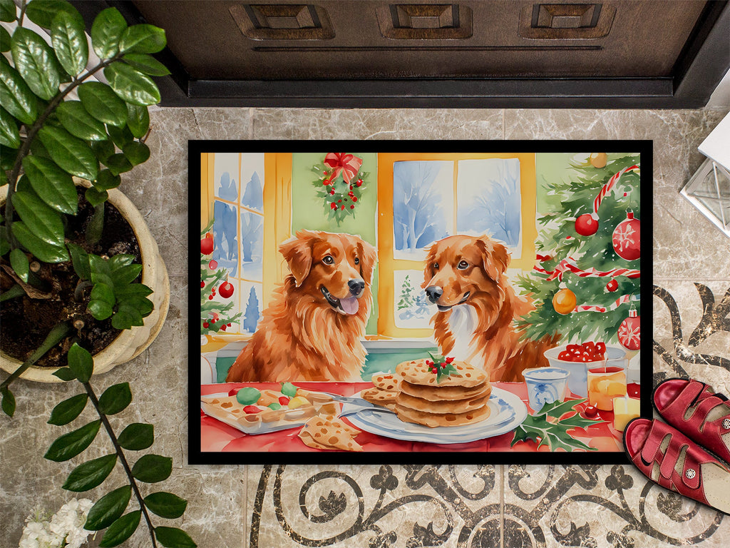 Nova Scotia Duck Toller Christmas Cookies Doormat Indoor Outdoor 18H X 27W Front Door Mat Rugs for Entryway, Non Slip Washable