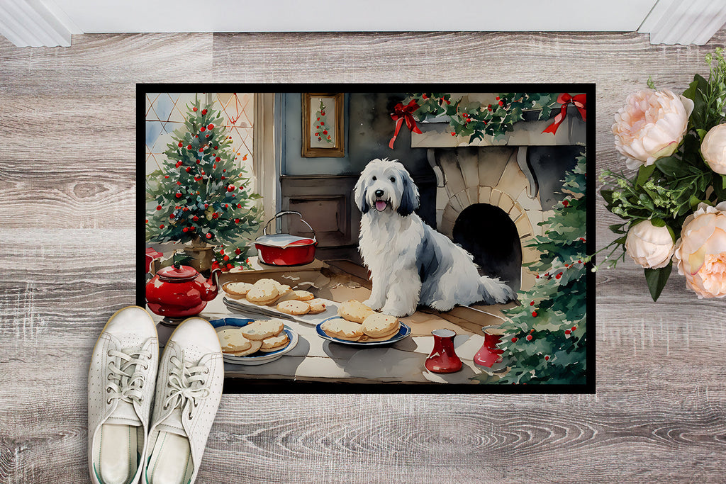Old English Sheepdog Christmas Cookies Doormat Indoor Outdoor 24H X 36W Front Door Mat Rugs for Entryway, Non Slip Washable Low Pile,