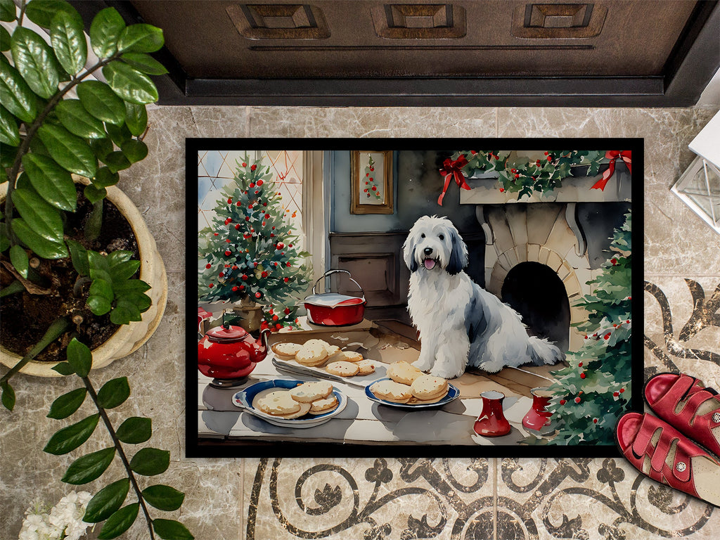 Old English Sheepdog Christmas Cookies Doormat Indoor Outdoor 24H X 36W Front Door Mat Rugs for Entryway, Non Slip Washable Low Pile,