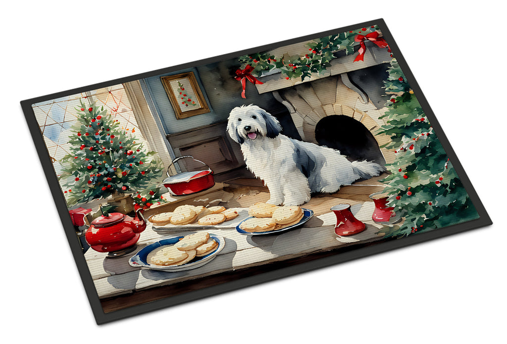 Old English Sheepdog Christmas Cookies Doormat Indoor Outdoor 18H X 27W Front Door Mat Rugs for Entryway, Non Slip Washable