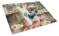 Old English Sheepdog Christmas Cookies Cutting Board Tempered Glass Kitchen Cutting Surface, Heat Resistant Chopping, Non-Slip Feet, Food Prep & Serving