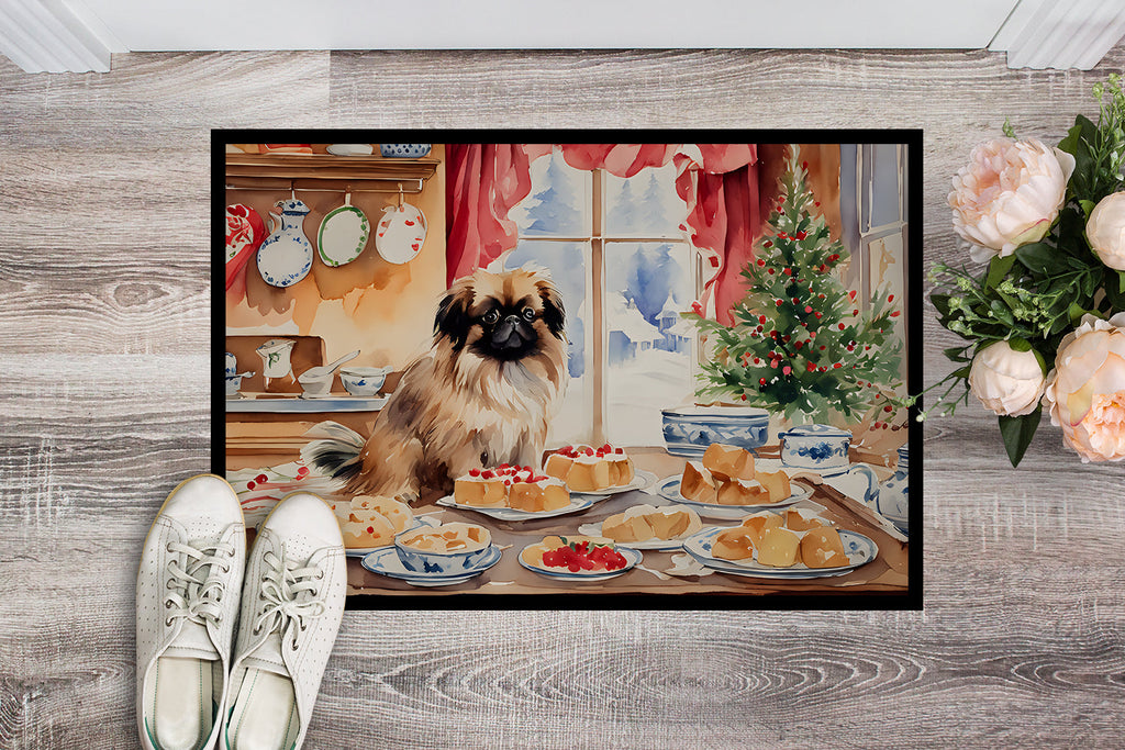 Pekingese Christmas Cookies Doormat Indoor Outdoor 24H X 36W Front Door Mat Rugs for Entryway, Non Slip Washable Low Pile,