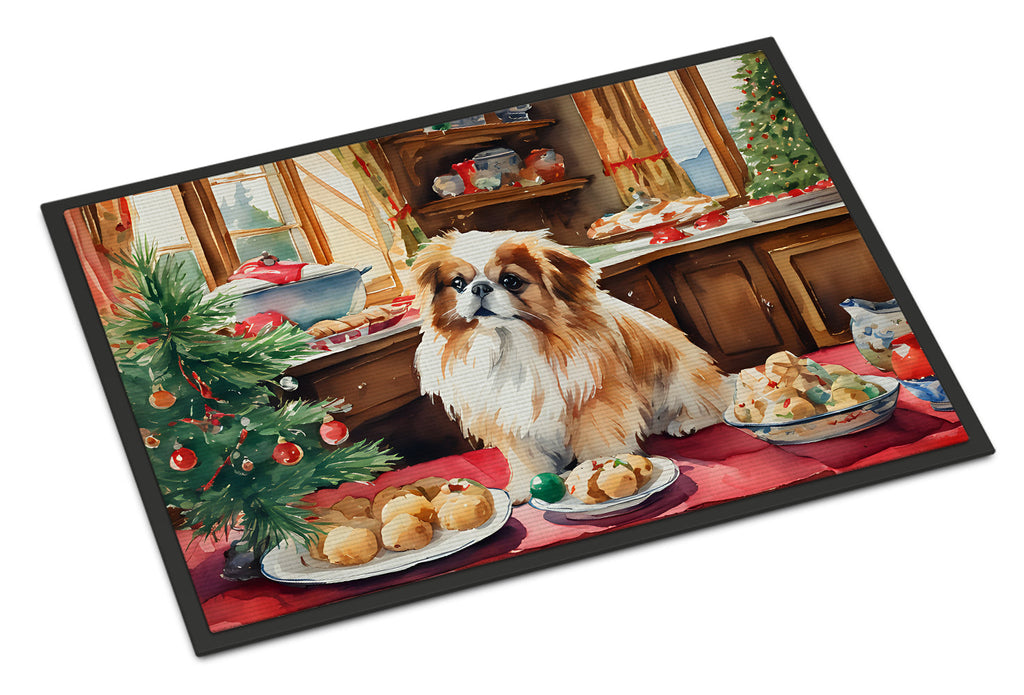 Pekingese Christmas Cookies Doormat Indoor Outdoor 24H X 36W Front Door Mat Rugs for Entryway, Non Slip Washable Low Pile,