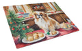Pekingese Christmas Cookies Cutting Board Tempered Glass Kitchen Cutting Surface, Heat Resistant Chopping, Non-Slip Feet, Food Prep & Serving