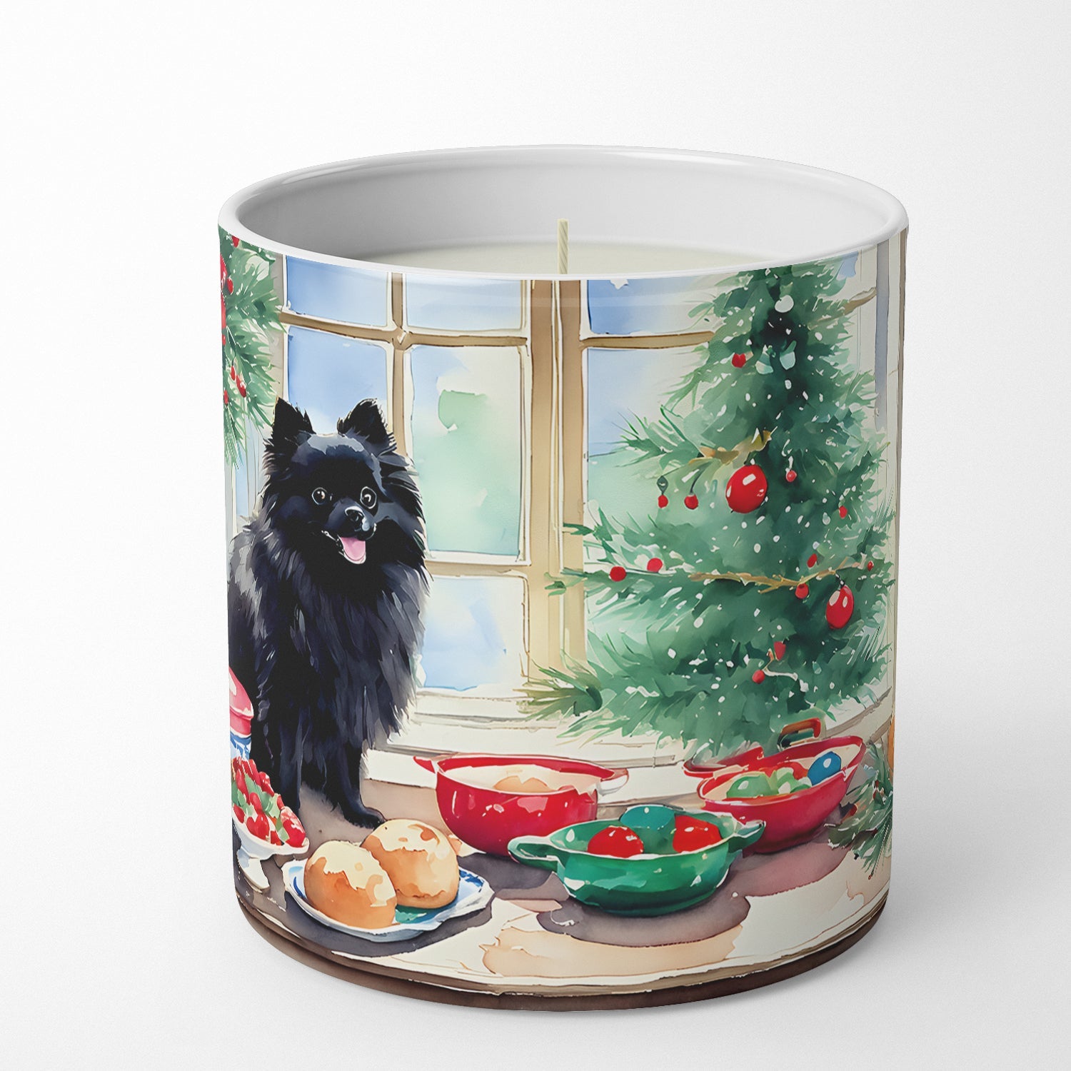 Pomeranian Christmas Cookies Decorative Soy Candle Nature Soy Wax Essential Oil Home Decor Ideal for Bedroom Kitchen Bath Office Gift, 10 oz