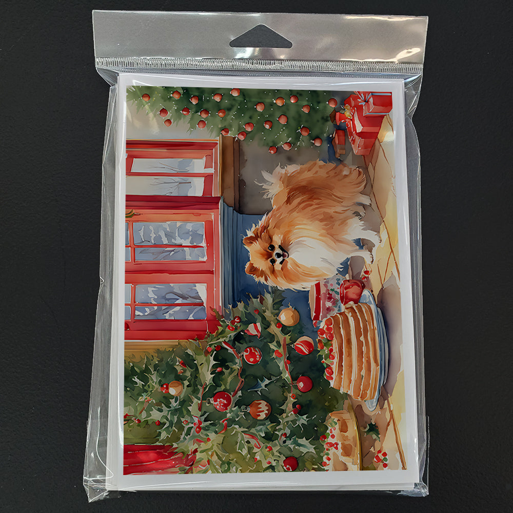 Pomeranian Christmas Cookies Greeting Cards Pack of 8 Blank Cards with Envelopes Whimsical A7 Size 5x7