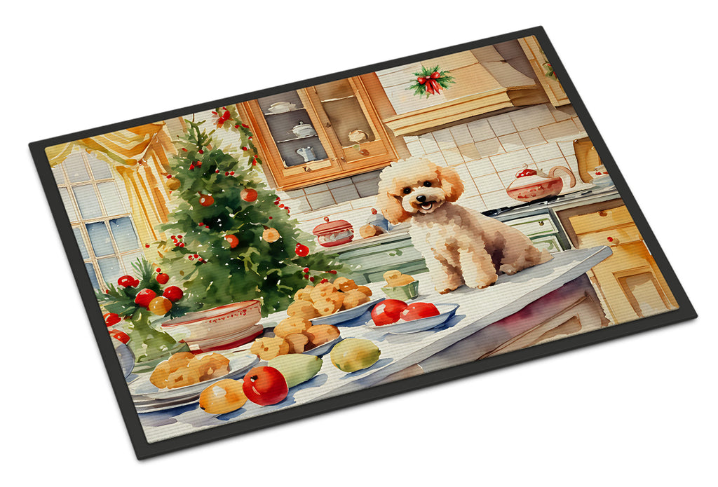 Poodle Christmas Cookies Doormat Indoor Outdoor 24H X 36W Front Door Mat Rugs for Entryway, Non Slip Washable Low Pile,