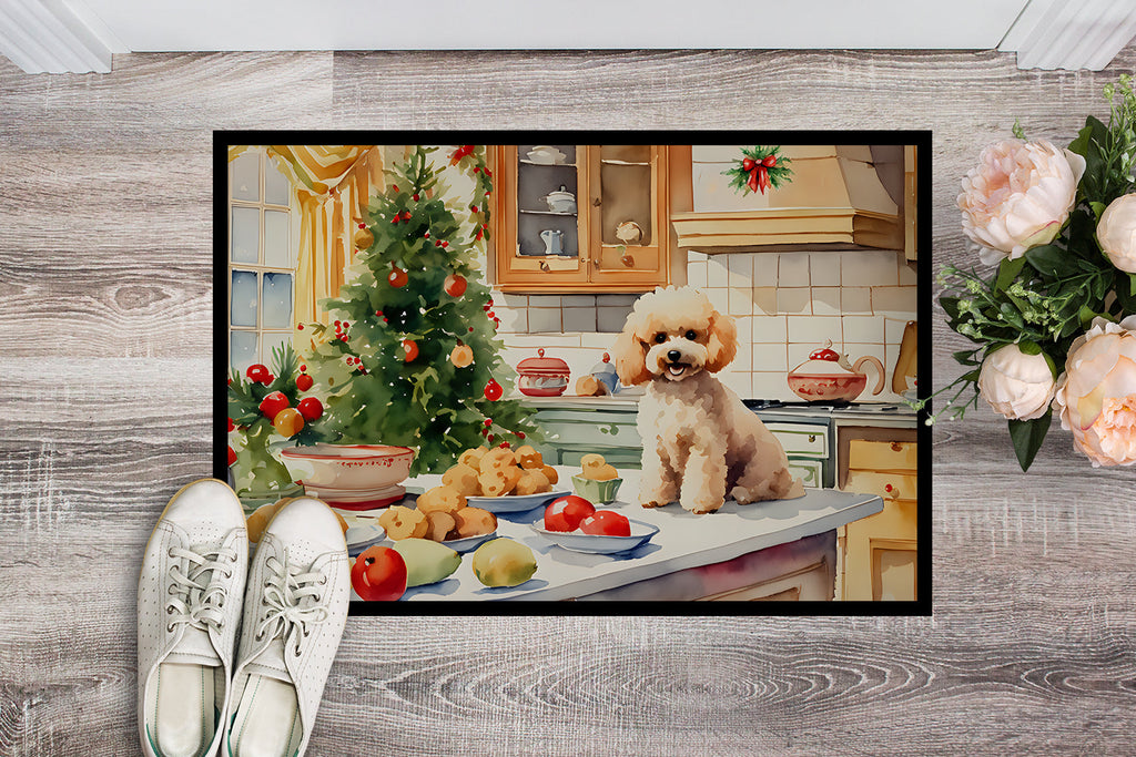 Poodle Christmas Cookies Doormat Indoor Outdoor 24H X 36W Front Door Mat Rugs for Entryway, Non Slip Washable Low Pile,