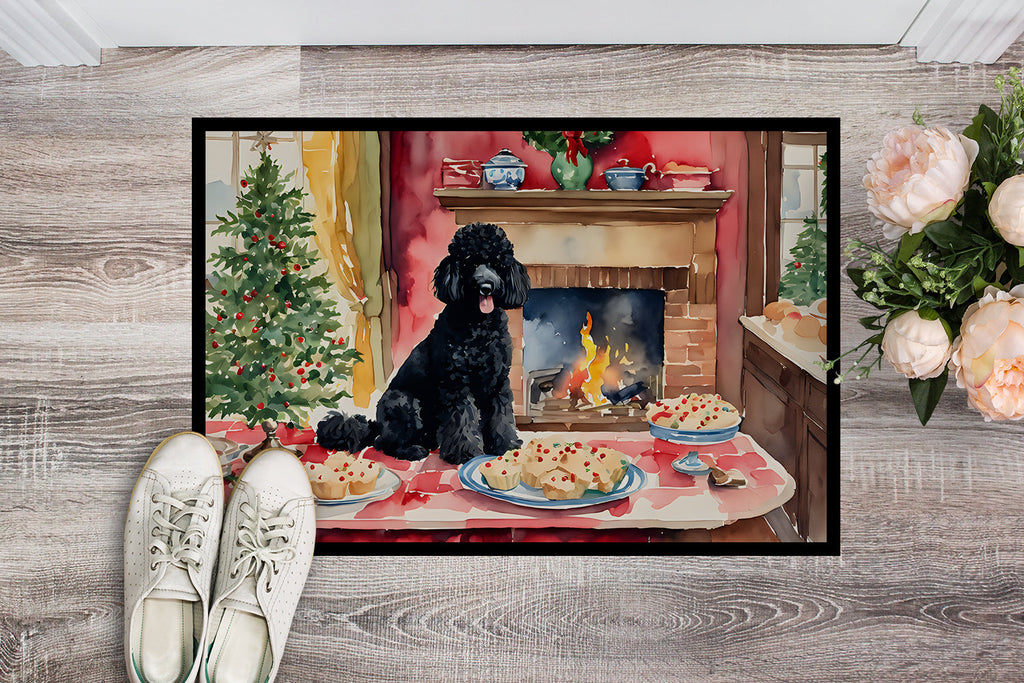 Poodle Christmas Cookies Doormat Indoor Outdoor 18H X 27W Front Door Mat Rugs for Entryway, Non Slip Washable