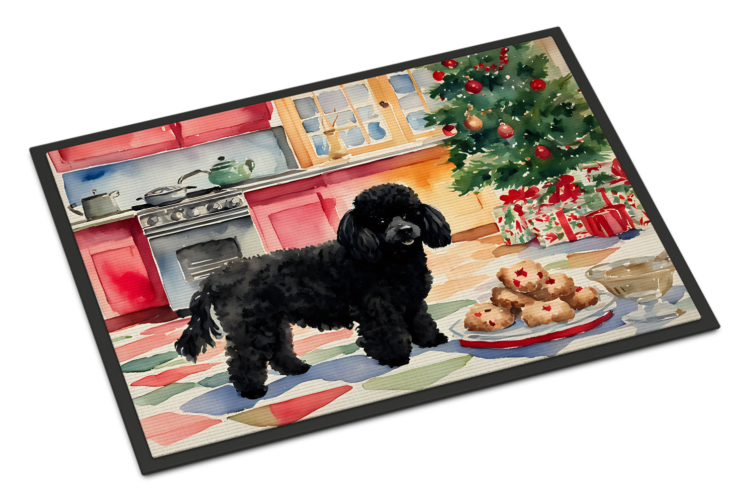 Poodle Christmas Cookies Doormat Indoor Outdoor 18H X 27W Front Door Mat Rugs for Entryway, Non Slip Washable