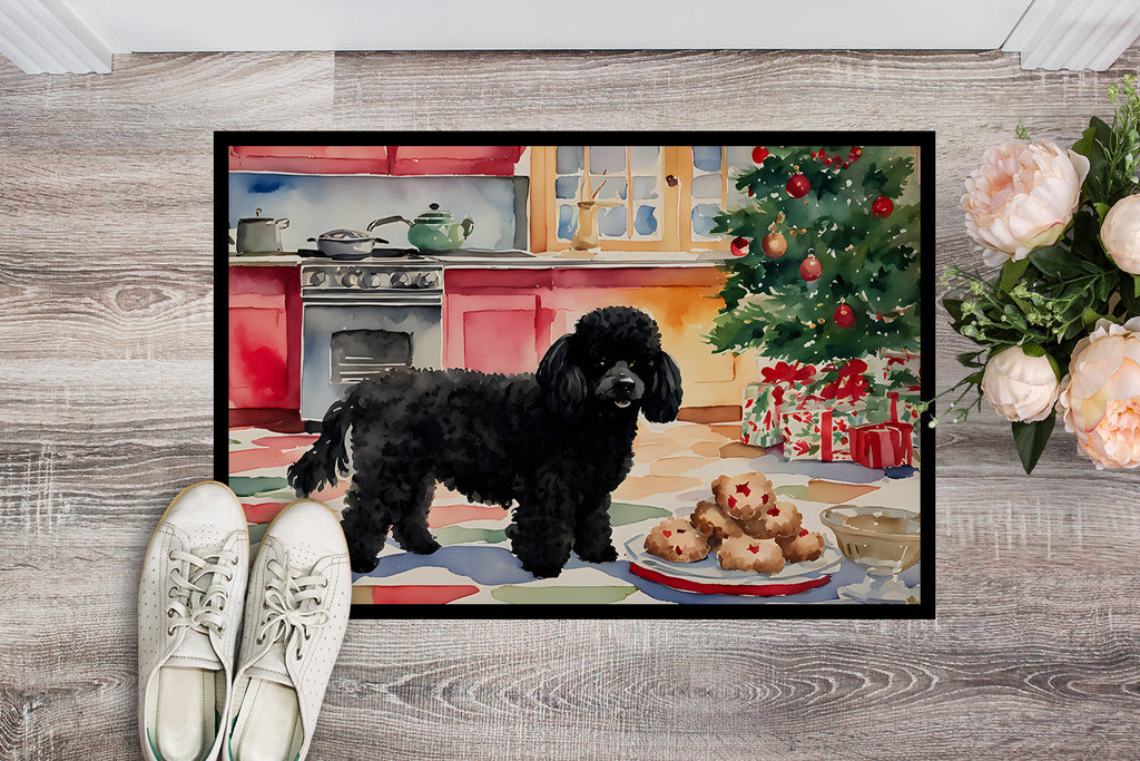 Poodle Christmas Cookies Doormat Indoor Outdoor 18H X 27W Front Door Mat Rugs for Entryway, Non Slip Washable