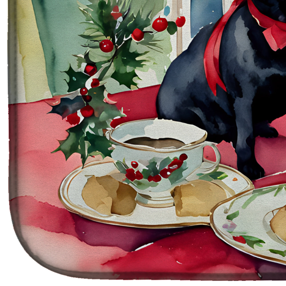 Pug Christmas Cookies Dish Drying Mat Absorbent Dish Drying Mat Pad for Kitchen Counter Dish Drainer Mat for Countertop, 14 x 21", Multicolor