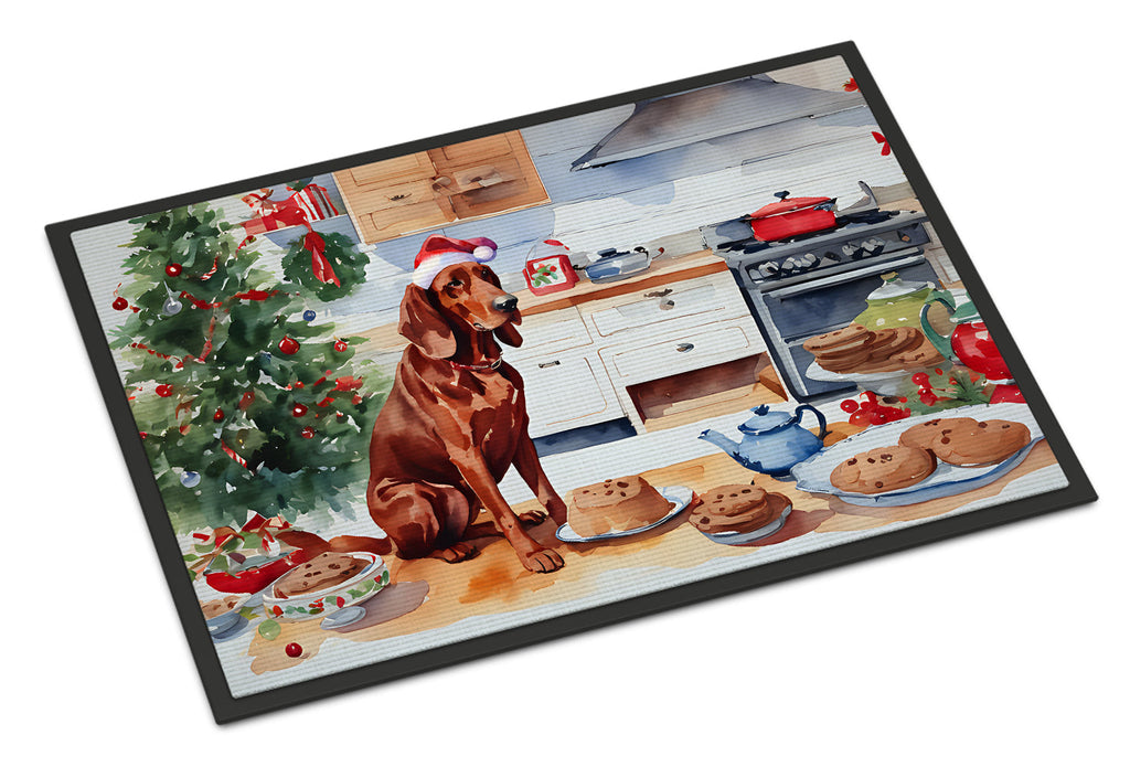 Redbone Coonhound Christmas Cookies Doormat Indoor Outdoor 18H X 27W Front Door Mat Rugs for Entryway, Non Slip Washable