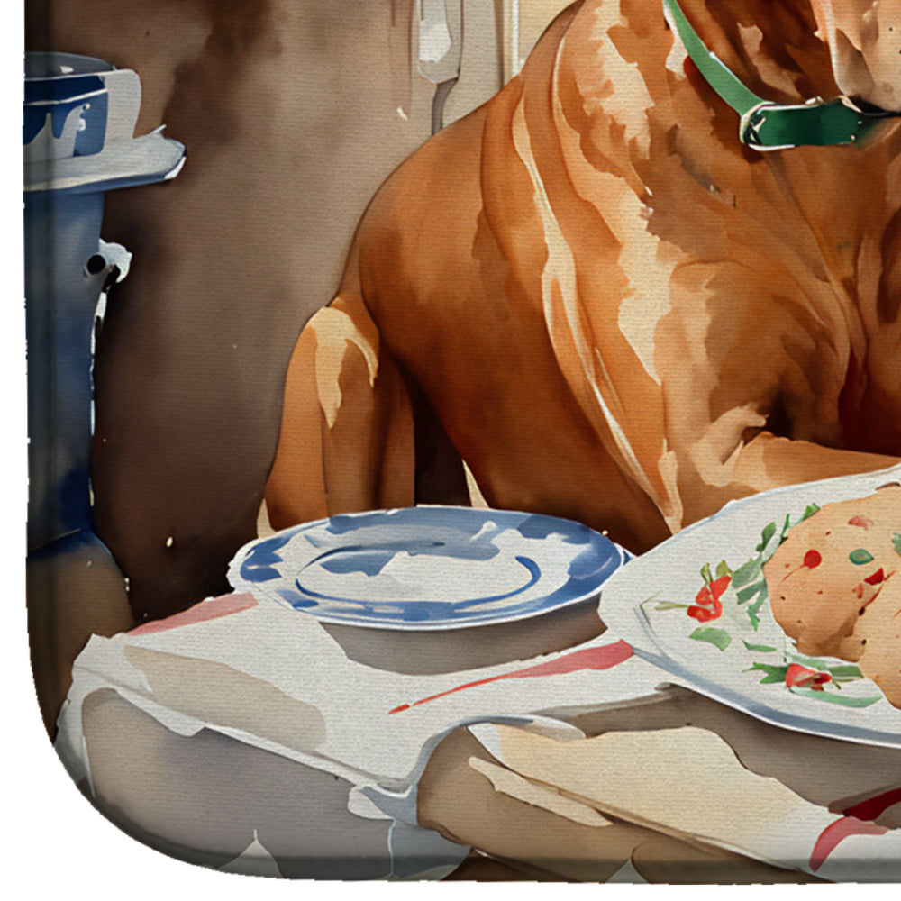 Rhodesian Ridgeback Christmas Cookies Dish Drying Mat Absorbent Dish Drying Mat Pad for Kitchen Counter Dish Drainer Mat for Countertop, 14 x 21", Multicolor