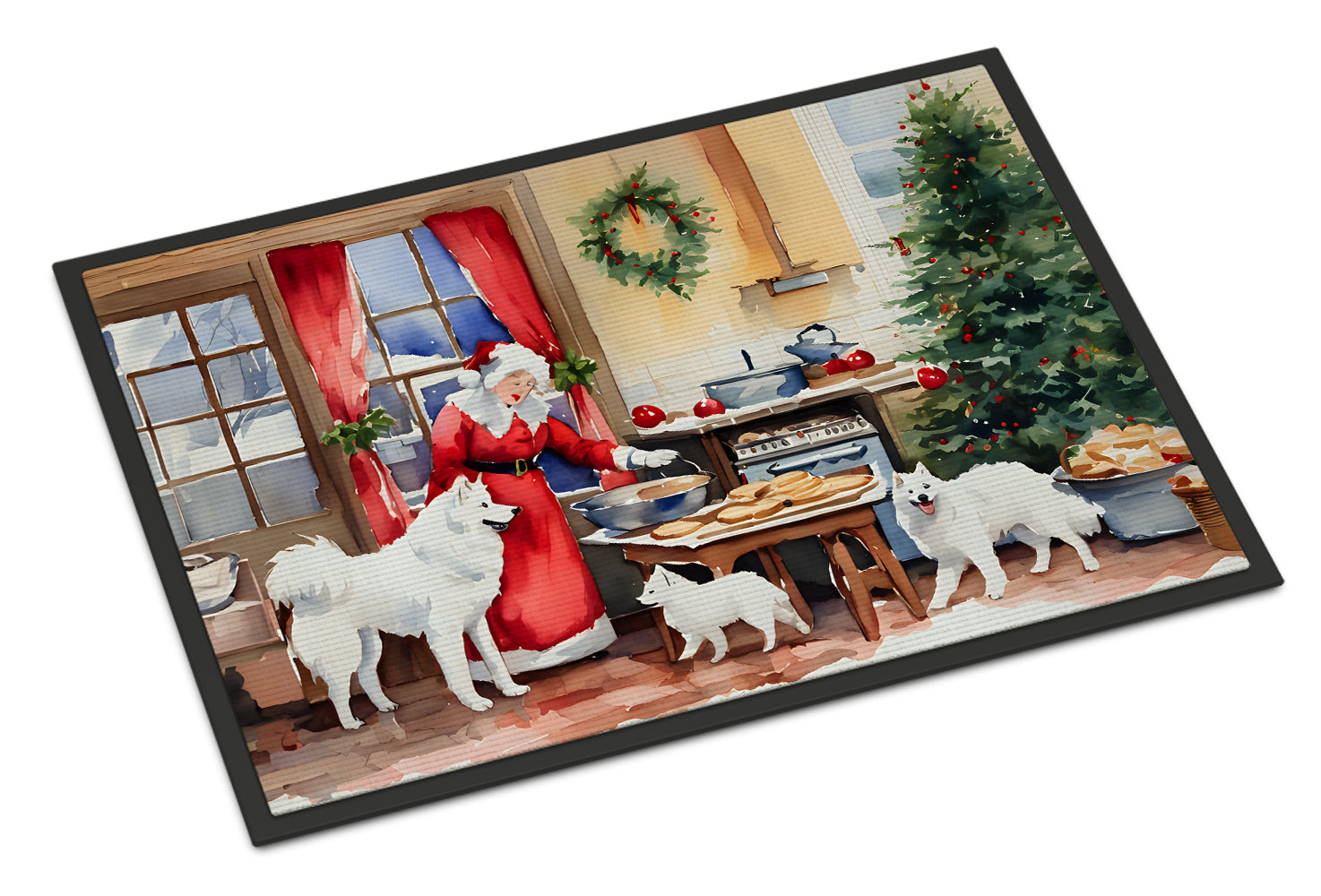 Samoyed Christmas Cookies Doormat Indoor Outdoor 24H X 36W Front Door Mat Rugs for Entryway, Non Slip Washable Low Pile,
