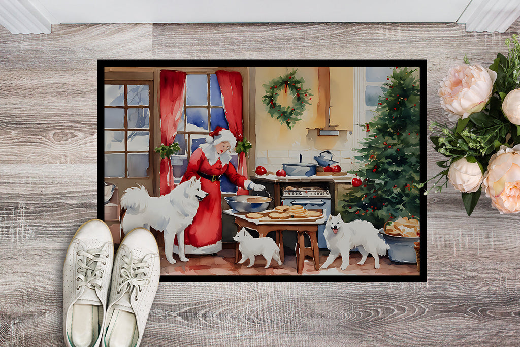 Samoyed Christmas Cookies Doormat Indoor Outdoor 18H X 27W Front Door Mat Rugs for Entryway, Non Slip Washable