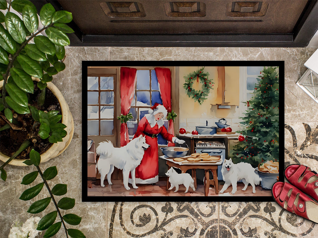Samoyed Christmas Cookies Doormat Indoor Outdoor 18H X 27W Front Door Mat Rugs for Entryway, Non Slip Washable