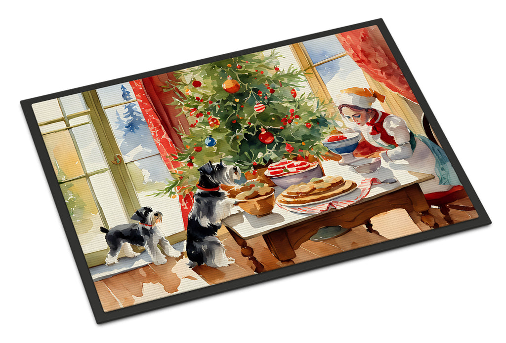 Schnauzer Christmas Cookies Doormat Indoor Outdoor 24H X 36W Front Door Mat Rugs for Entryway, Non Slip Washable Low Pile,