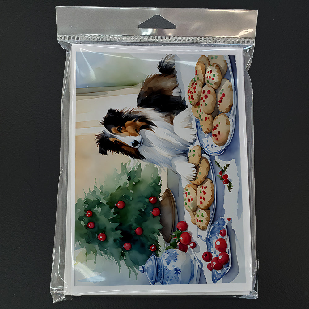 Sheltie Christmas Cookies Greeting Cards Pack of 8 Blank Cards with Envelopes Whimsical A7 Size 5x7