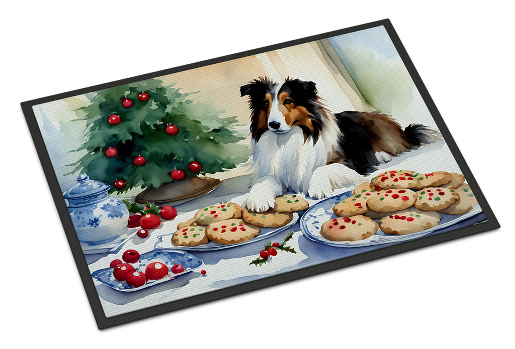 Sheltie Christmas Cookies Doormat Indoor Outdoor 24H X 36W Front Door Mat Rugs for Entryway, Non Slip Washable Low Pile,