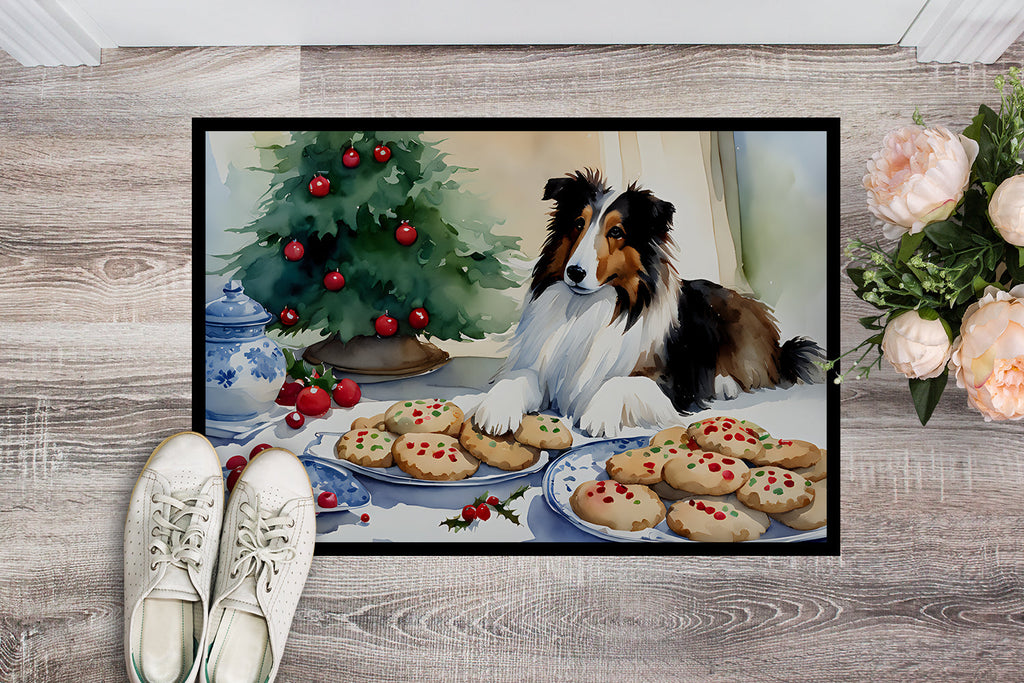 Sheltie Christmas Cookies Doormat Indoor Outdoor 24H X 36W Front Door Mat Rugs for Entryway, Non Slip Washable Low Pile,