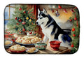 Siberian Husky Christmas Cookies Dish Drying Mat Absorbent Dish Drying Mat Pad for Kitchen Counter Dish Drainer Mat for Countertop, 14 x 21", Multicolor