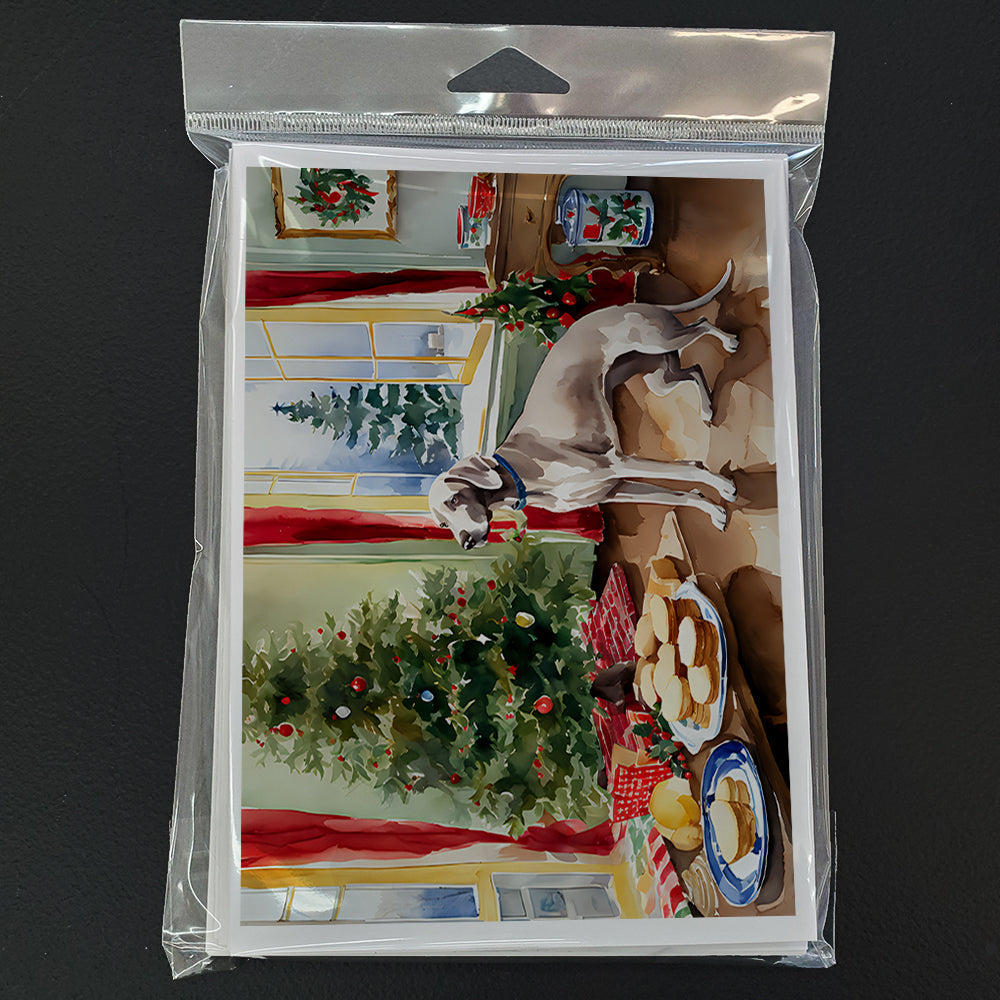 Weimaraner Christmas Cookies Greeting Cards Pack of 8 Blank Cards with Envelopes Whimsical A7 Size 5x7