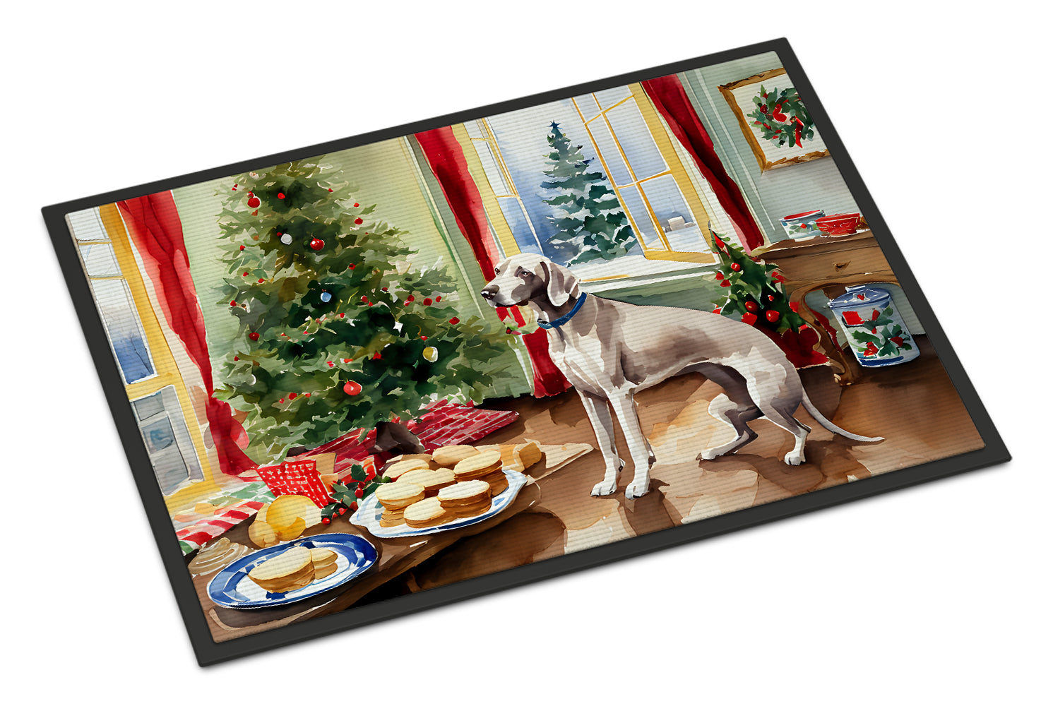 Weimaraner Christmas Cookies Doormat Indoor Outdoor 24H X 36W Front Door Mat Rugs for Entryway, Non Slip Washable Low Pile,