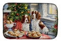 Welsh Springer Spaniel Christmas Cookies Dish Drying Mat Absorbent Dish Drying Mat Pad for Kitchen Counter Dish Drainer Mat for Countertop, 14 x 21", Multicolor