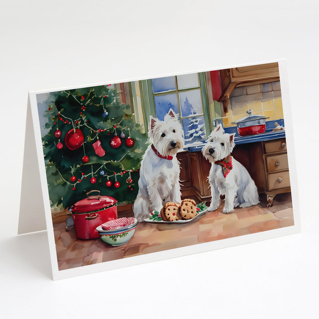 Westie Christmas Cookies Greeting Cards Pack of 8 Blank Cards with Envelopes Whimsical A7 Size 5x7