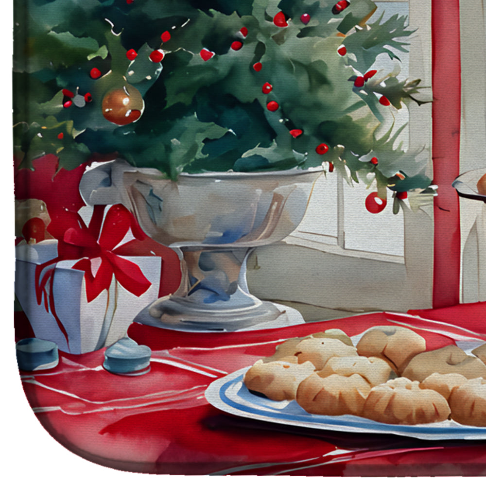Westie Christmas Cookies Dish Drying Mat Absorbent Dish Drying Mat Pad for Kitchen Counter Dish Drainer Mat for Countertop, 14 x 21", Multicolor