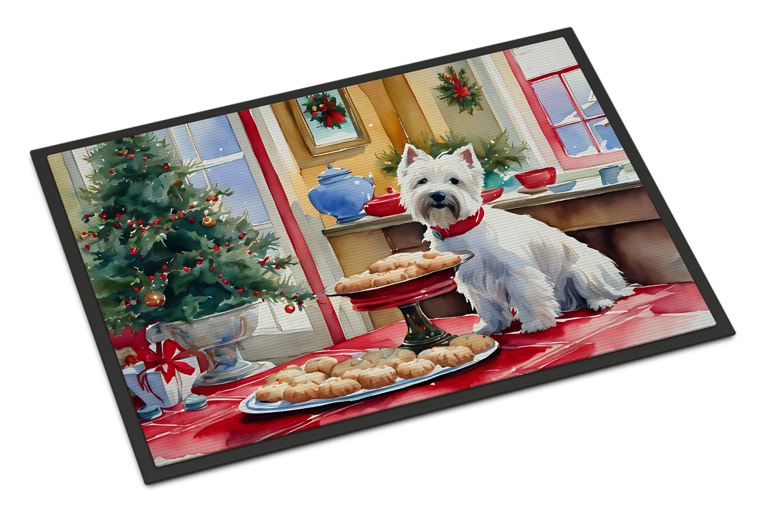 Westie Christmas Cookies Doormat Indoor Outdoor 24H X 36W Front Door Mat Rugs for Entryway, Non Slip Washable Low Pile,