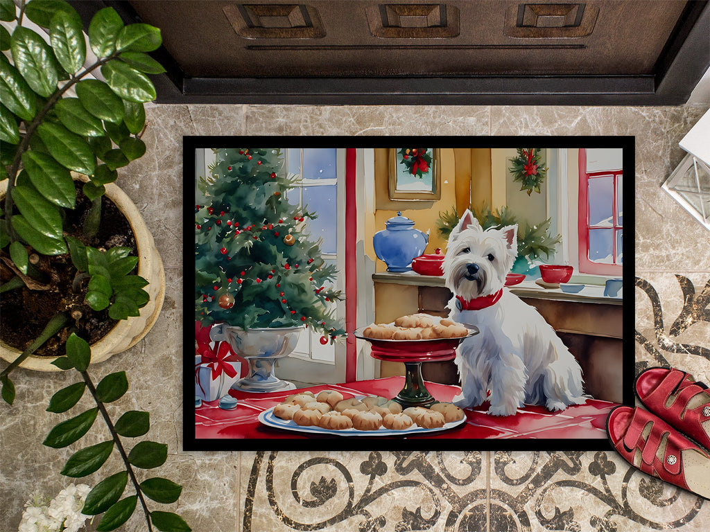 Westie Christmas Cookies Doormat Indoor Outdoor 24H X 36W Front Door Mat Rugs for Entryway, Non Slip Washable Low Pile,