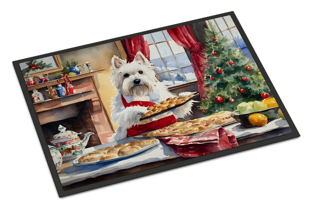 Westie Christmas Cookies Doormat Indoor Outdoor 24H X 36W Front Door Mat Rugs for Entryway, Non Slip Washable Low Pile,