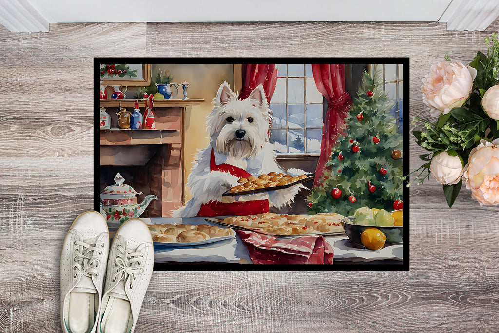 Westie Christmas Cookies Doormat Indoor Outdoor 24H X 36W Front Door Mat Rugs for Entryway, Non Slip Washable Low Pile,