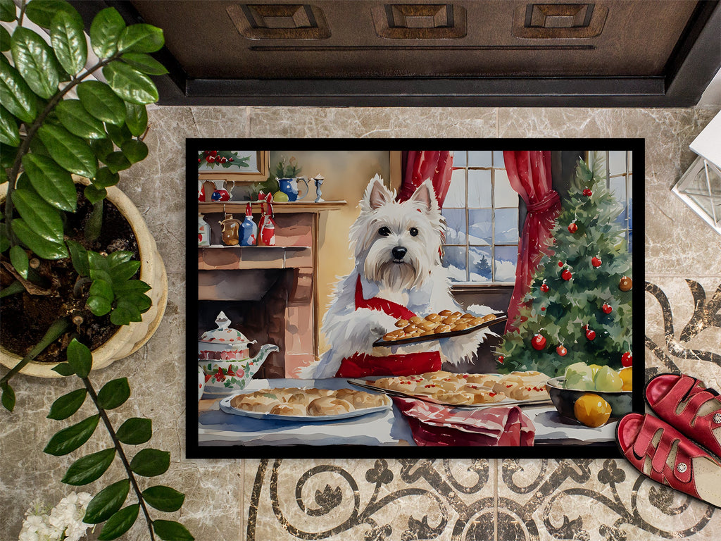 Westie Christmas Cookies Doormat Indoor Outdoor 24H X 36W Front Door Mat Rugs for Entryway, Non Slip Washable Low Pile,