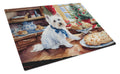 Westie Christmas Cookies Cutting Board Tempered Glass Kitchen Cutting Surface, Heat Resistant Chopping, Non-Slip Feet, Food Prep & Serving