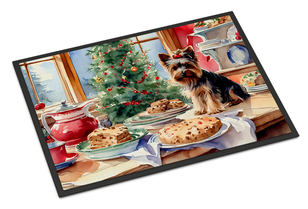 Yorkshire Terrier Yorkie Christmas Cookies Doormat Indoor Outdoor 24H X 36W Front Door Mat Rugs for Entryway, Non Slip Washable Low Pile,