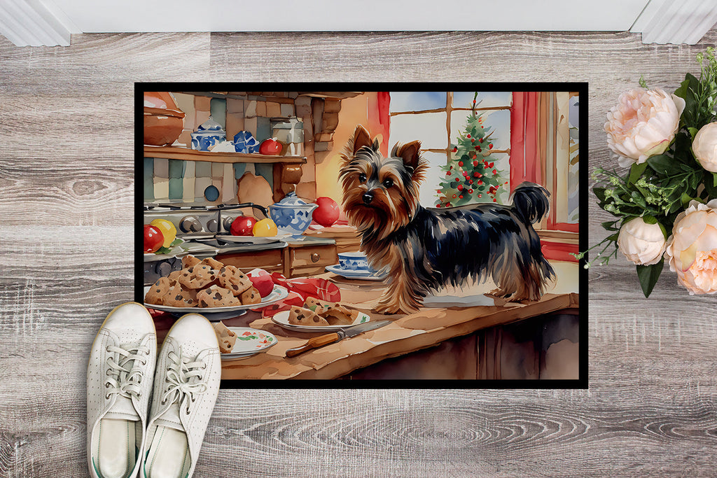Yorkshire Terrier Yorkie Christmas Cookies Doormat Indoor Outdoor 24H X 36W Front Door Mat Rugs for Entryway, Non Slip Washable Low Pile,