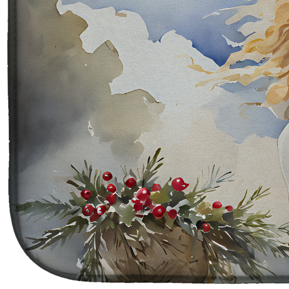 Christmas Angel with Wings Watercolor Dish Drying Mat Absorbent Dish Drying Mat Pad for Kitchen Counter Dish Drainer Mat for Countertop, 14 x 21", Multicolor