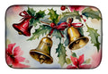 Christmas Bells with Holly Festive Watercolor Dish Drying Mat Absorbent Dish Drying Mat Pad for Kitchen Counter Dish Drainer Mat for Countertop, 14 x 21", Multicolor