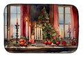 Christmas Window Candlelight Tree Scene Watercolor Dish Drying Mat Absorbent Dish Drying Mat Pad for Kitchen Counter Dish Drainer Mat for Countertop, 14 x 21", Multicolor