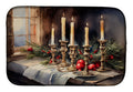 Christmas Candles with Pine and Berries Watercolor Dish Drying Mat Absorbent Dish Drying Mat Pad for Kitchen Counter Dish Drainer Mat for Countertop, 14 x 21", Multicolor