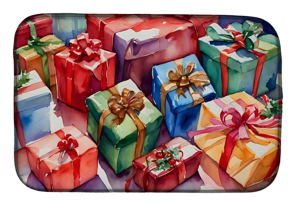 Christmas Gift Boxes Assorted Holiday Dish Drying Mat Absorbent Dish Drying Mat Pad for Kitchen Counter Dish Drainer Mat for Countertop, 14 x 21", Multicolor