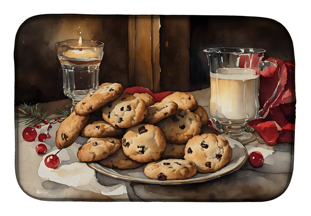 Christmas Cookies for Santa Rustic Holiday Dish Drying Mat Absorbent Dish Drying Mat Pad for Kitchen Counter Dish Drainer Mat for Countertop, 14 x 21", Multicolor