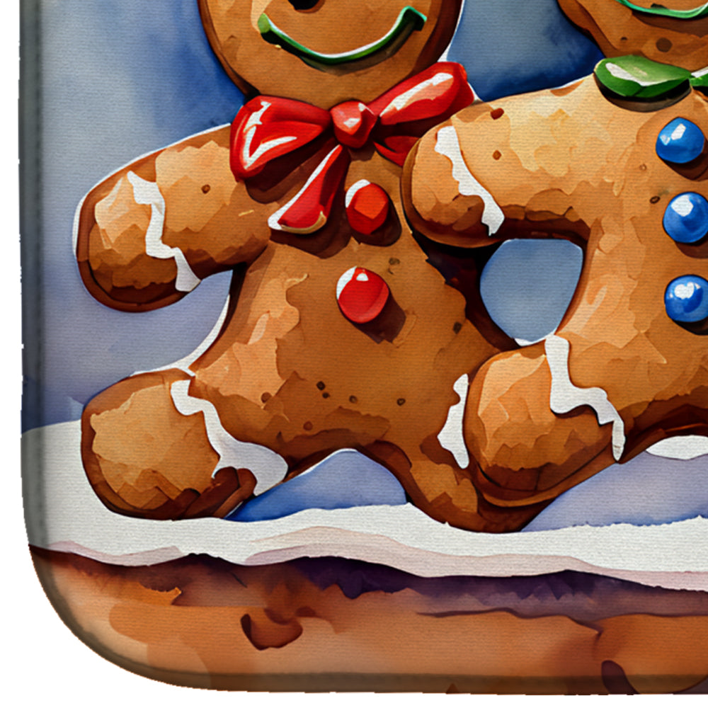 Christmas Gingerbread Cookies Group Holiday Dish Drying Mat Absorbent Dish Drying Mat Pad for Kitchen Counter Dish Drainer Mat for Countertop, 14 x 21", Multicolor