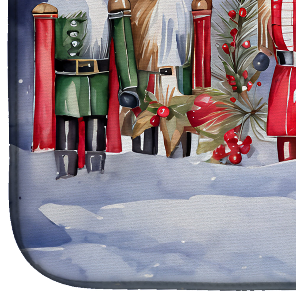 Christmas Nutcracker Soldiers Winter Scene Watercolor Dish Drying Mat Absorbent Dish Drying Mat Pad for Kitchen Counter Dish Drainer Mat for Countertop, 14 x 21", Multicolor