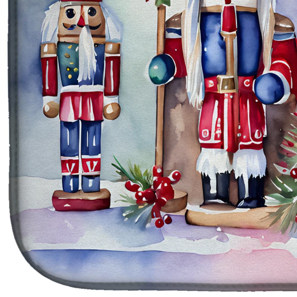 Colorful Nutcracker Soldiers Collection Watercolor Dish Drying Mat Absorbent Dish Drying Mat Pad for Kitchen Counter Dish Drainer Mat for Countertop, 14 x 21", Multicolor