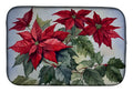 Poinsettia Christmas Flower Watercolor Dish Drying Mat Absorbent Dish Drying Mat Pad for Kitchen Counter Dish Drainer Mat for Countertop, 14 x 21", Multicolor