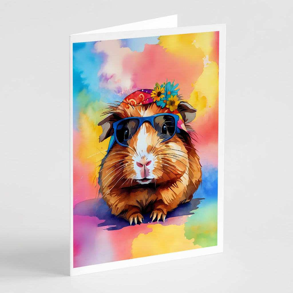 Hippie Animal Guinea Pig Greeting Cards Pack of 8 Blank Cards with Envelopes Whimsical A7 Size 5x7